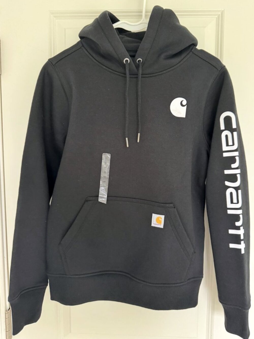 Carhartt Women's Relaxed Fit Sleeve Logo Hoodie XS Black Midweight NWT